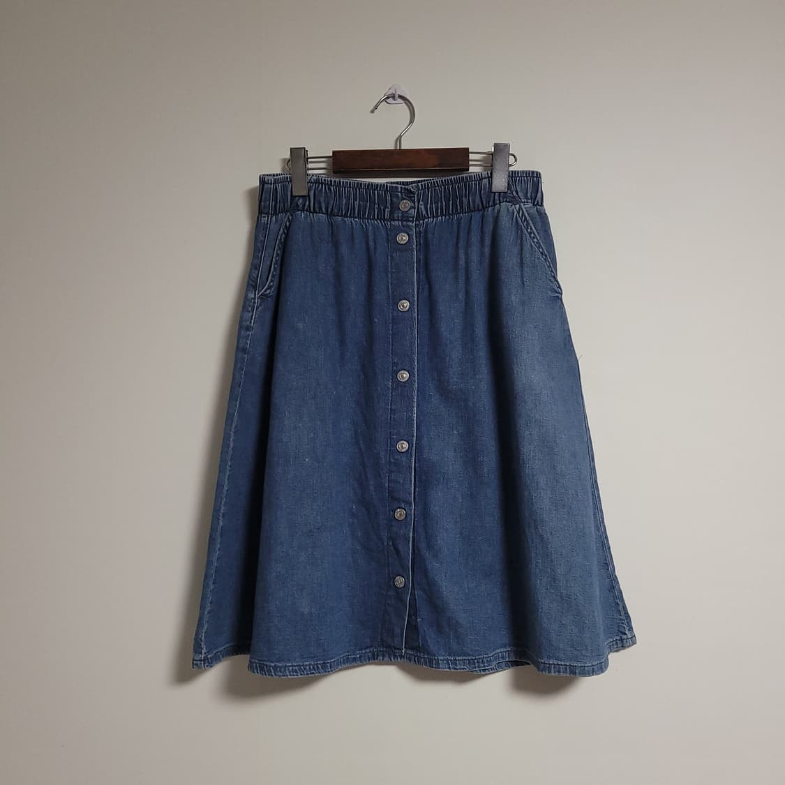 (28) LEVI'S 리바이스 청 데님 밴딩 A라인 롱 스커트 상품이미지1