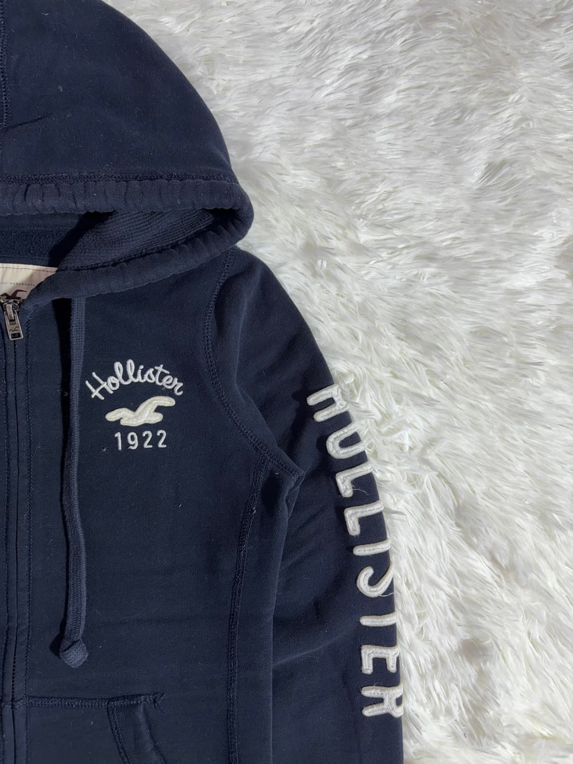 홀리스터 다크네이비 딱붙핏 사이드로고 후드집업  상품이미지5