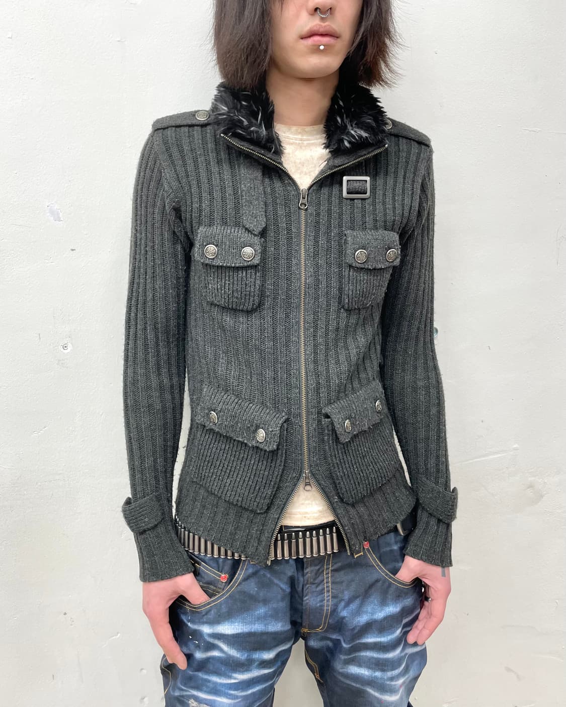 4 Pocket Gray Knit Jacket 상품이미지3