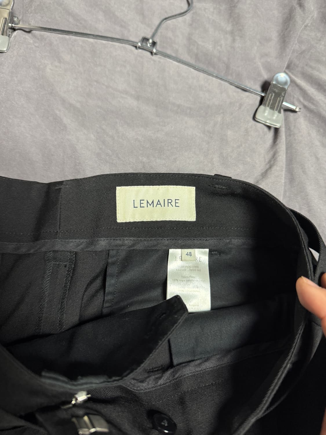 20ss 르메르 벨티드 플리츠 팬츠 48 블랙 상품이미지2