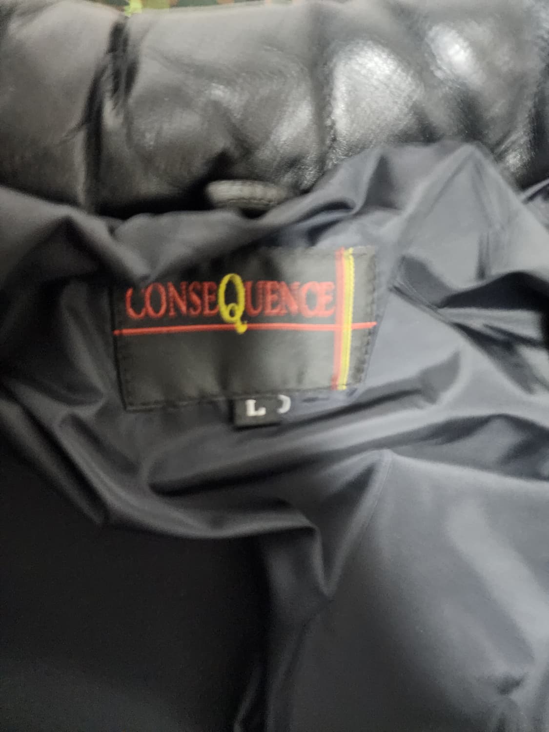 빈티지 CONSEQUENCE 블랙 레더 오리털 패딩 L 상품이미지2