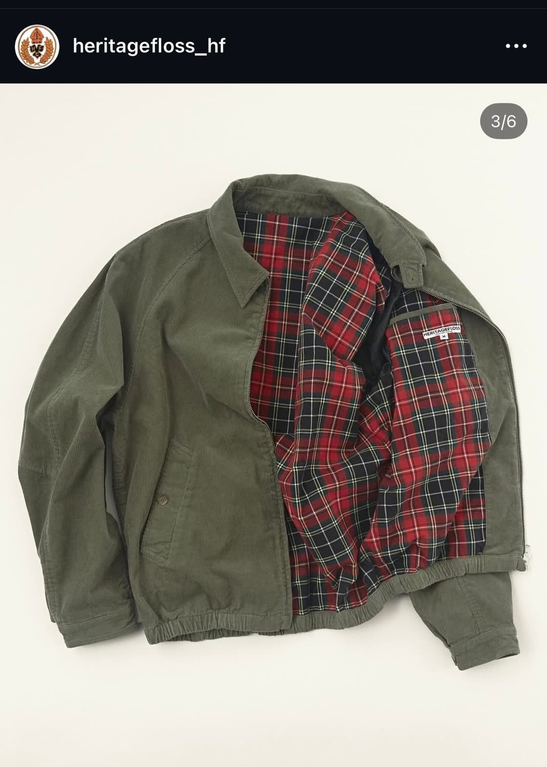 [M] 헤리티지플로스 코듀로이 블루종 카키 상품이미지2