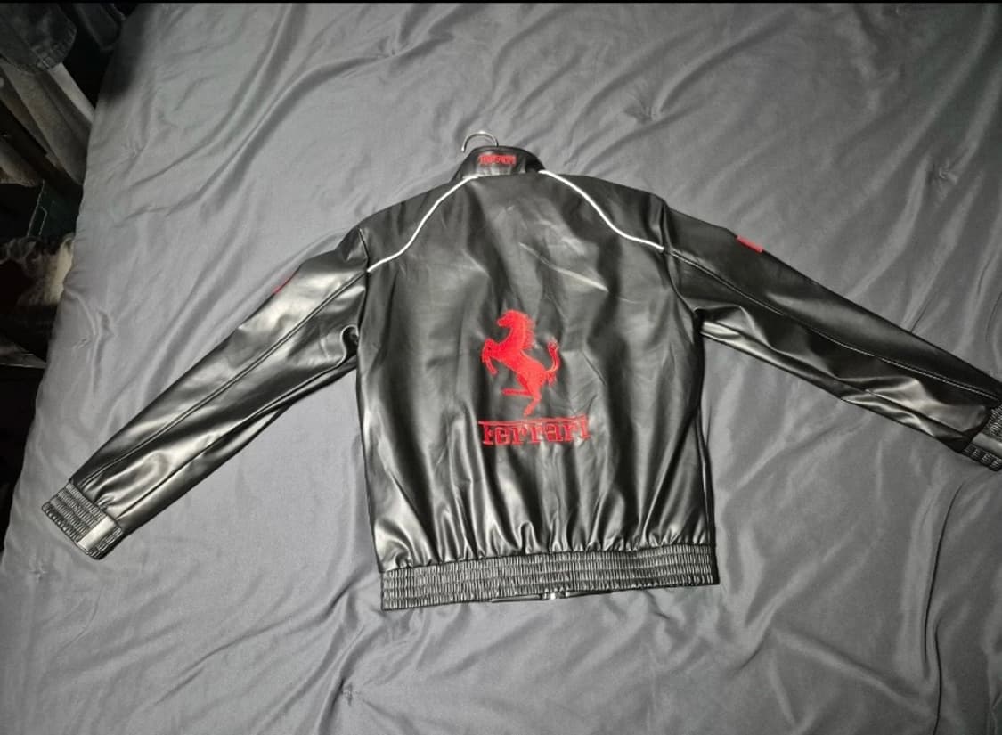 빈티지 페라리 풀 자수 레더 레이싱 자켓 (100) 상품이미지3