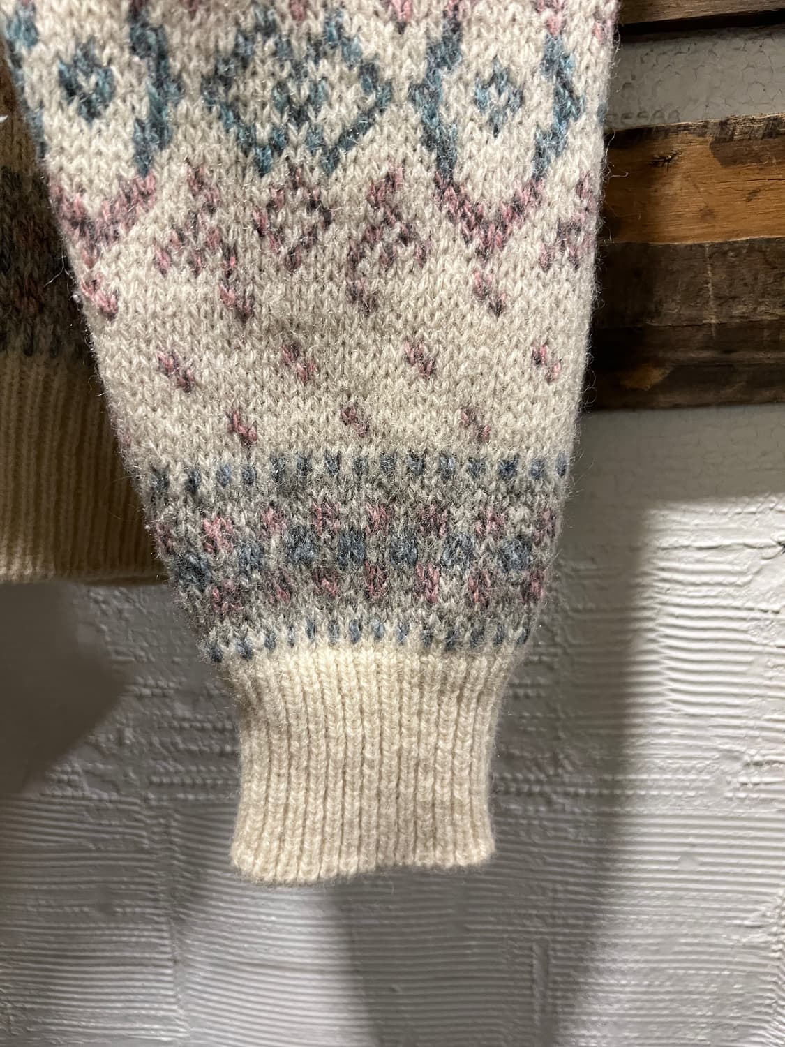 [L]80's 에디바우어 Made in USA 노르딕패턴 화이트 울 니트 상품이미지5