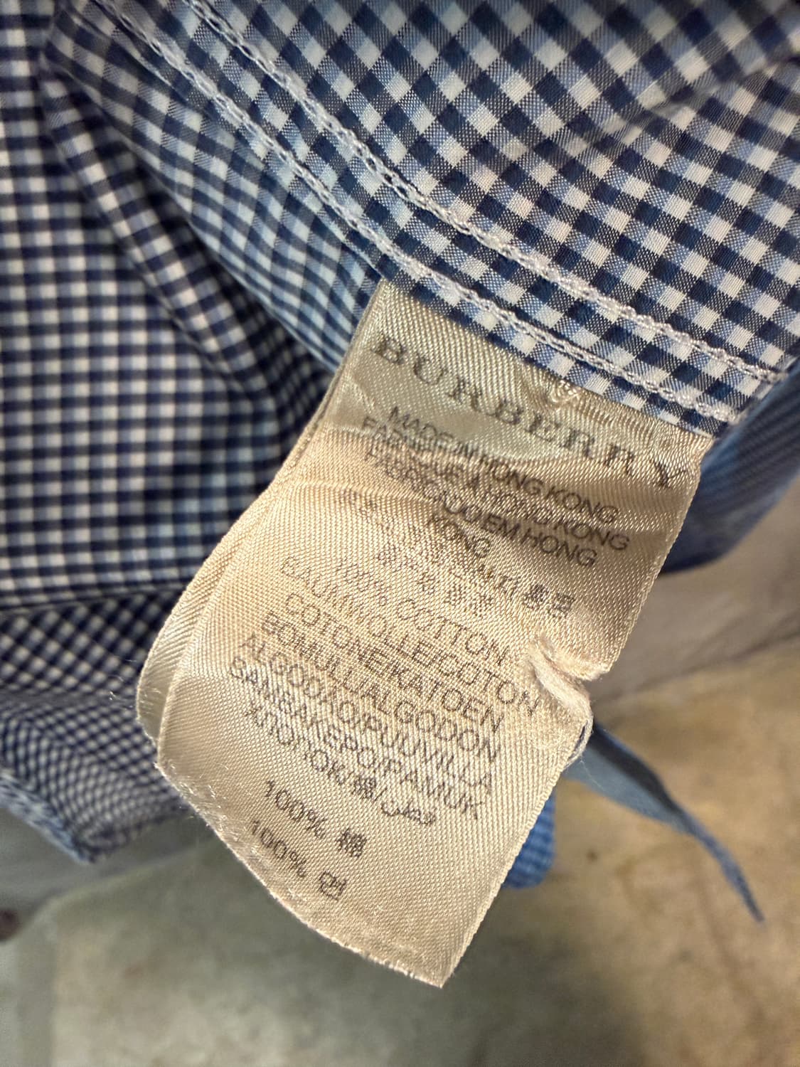 버버리 깅엄 체크 셔츠 로고 자수 L 상품이미지5