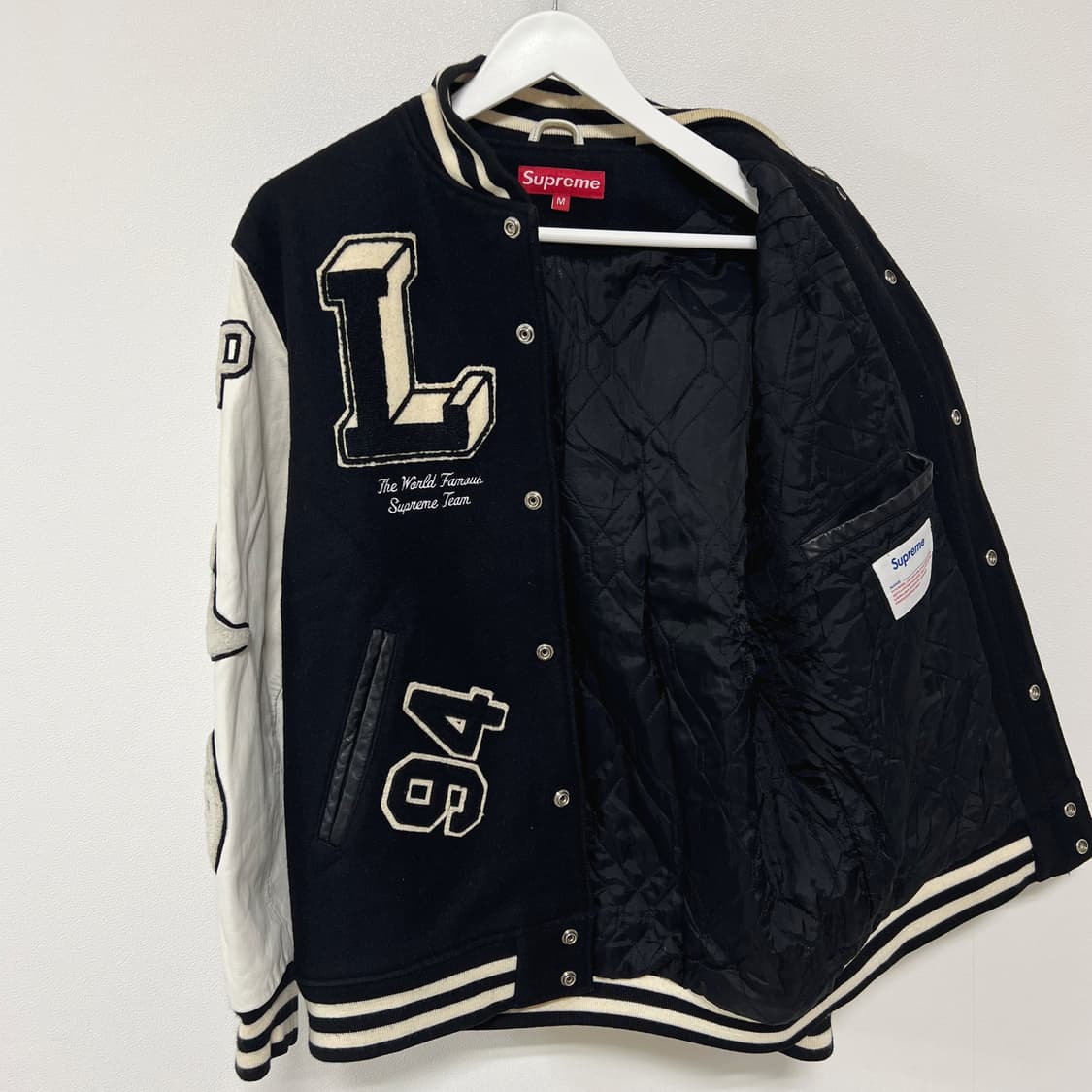 슈프림 06AW 올시티 베이스볼 바시티 자켓 검흰 상품이미지3