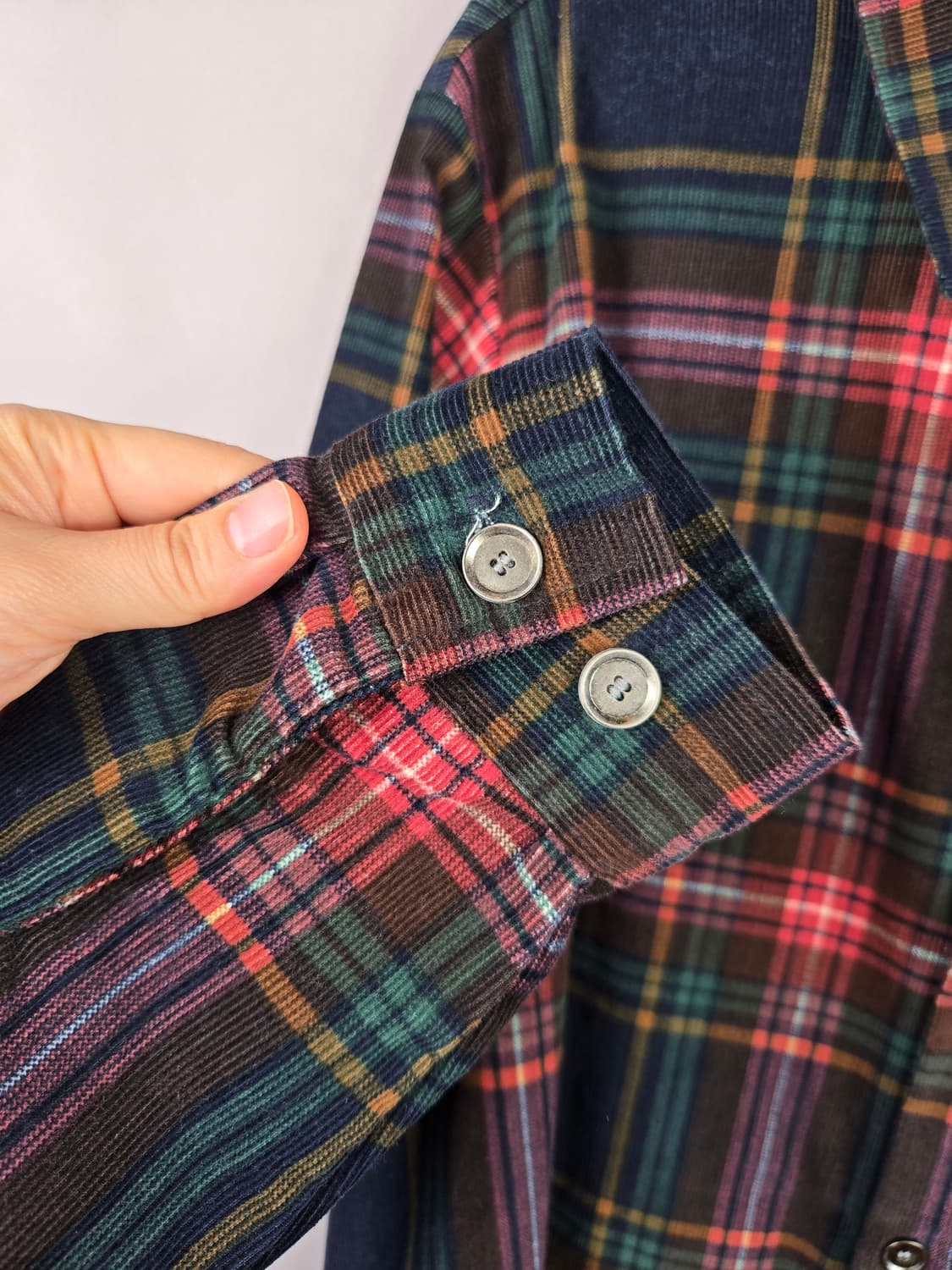 [무료배송]퍼스텝 L 남성 오버핏 코튜로이 골덴 체크 셔츠 상품이미지4