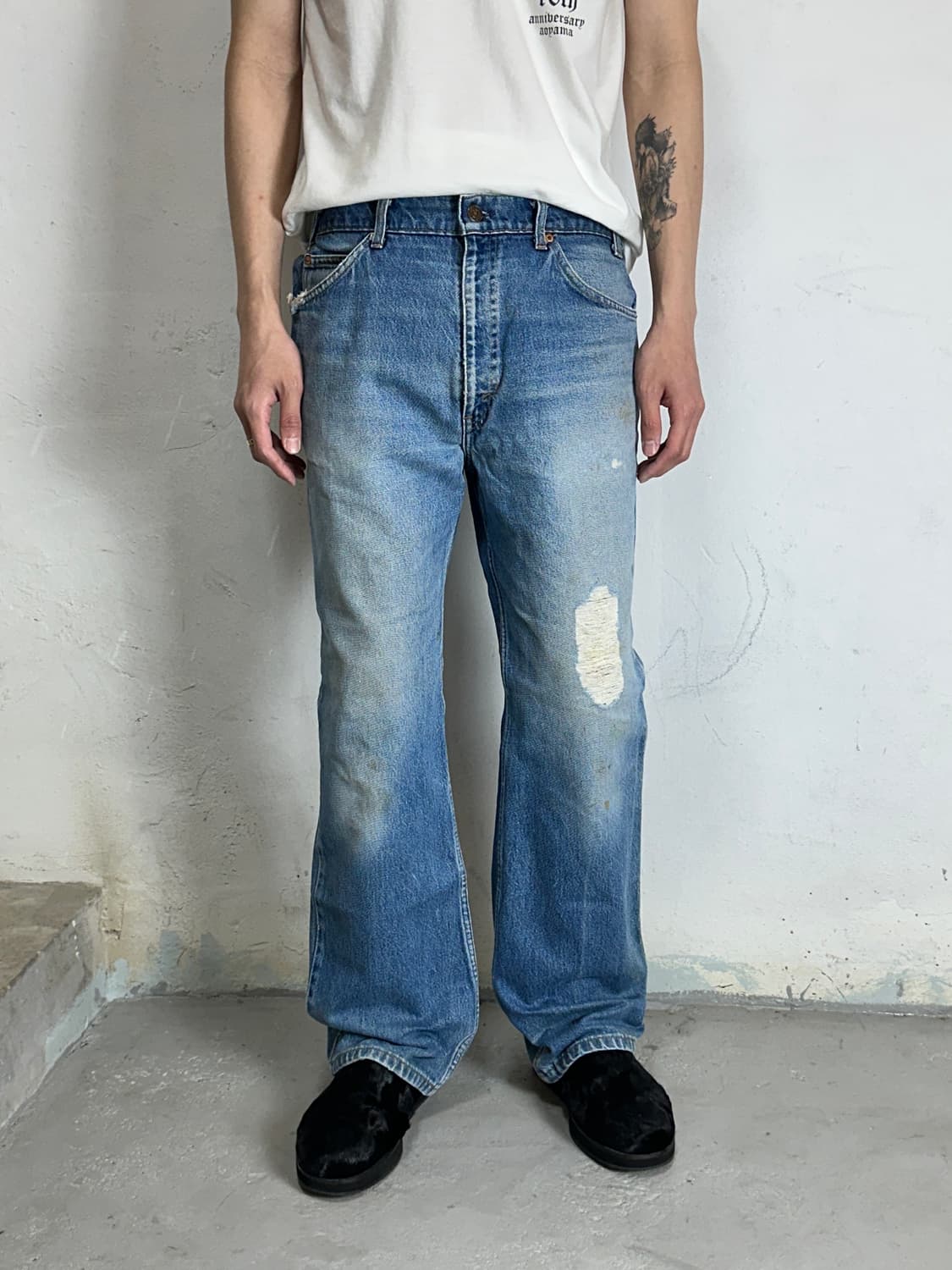 90's USA Made 빈티지 리바이스 517 오렌지탭 부츠컷 데님 상품이미지3