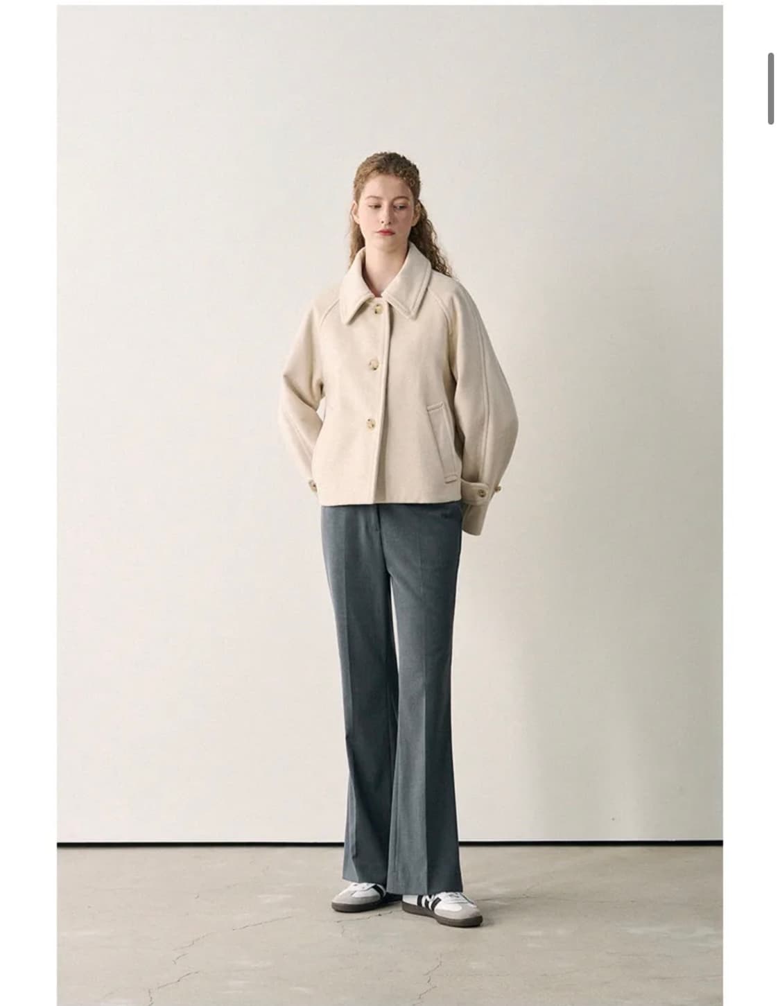 (S) 드로우핏 우먼 소프트 울 캐시미어 레글런 숏 코트 [CREAM] 상품이미지5