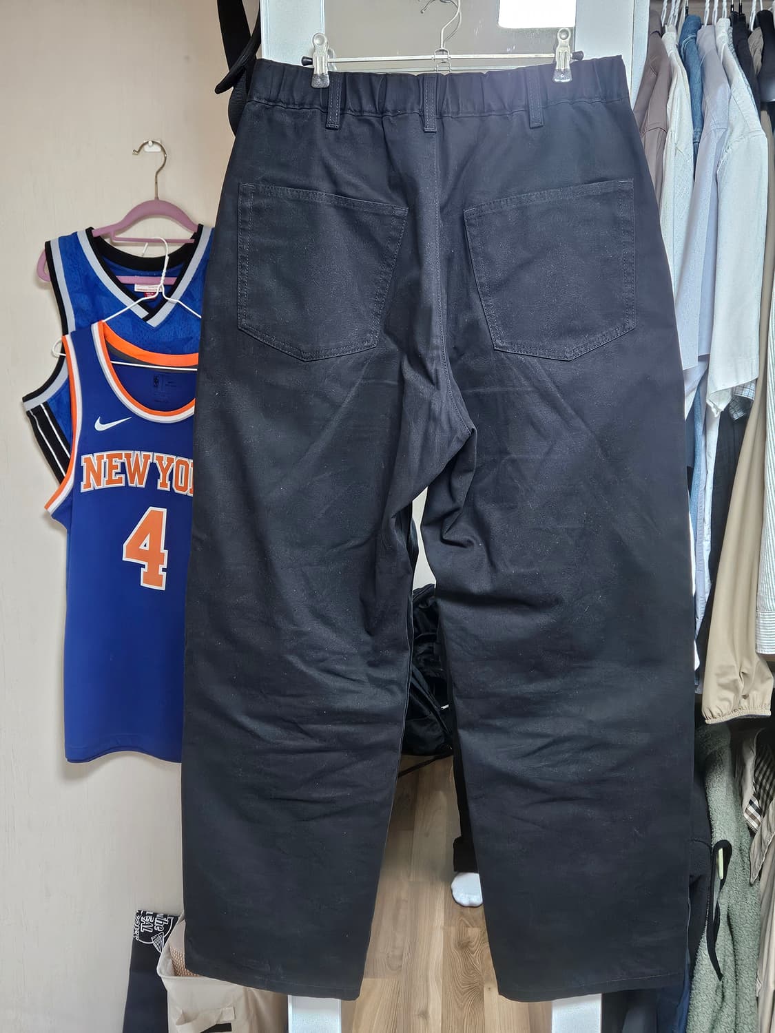 무인양품) 코튼더블니 팬츠 블랙 L 상품이미지4