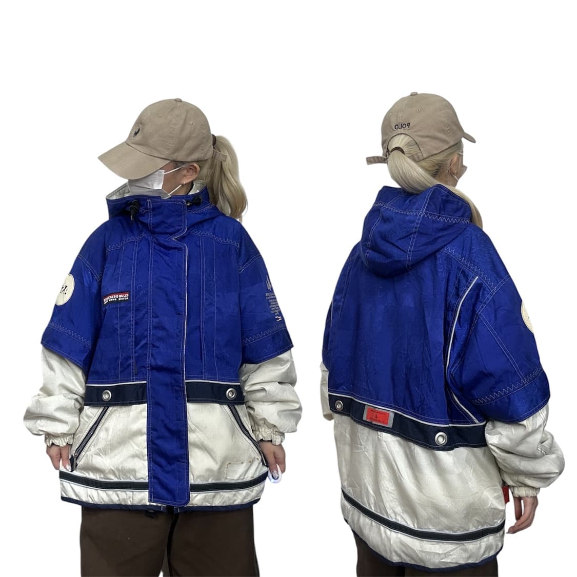 데상트 일본판 블루 화이트 올드스쿨 보더 스키 자켓 패딩 L 상품이미지1