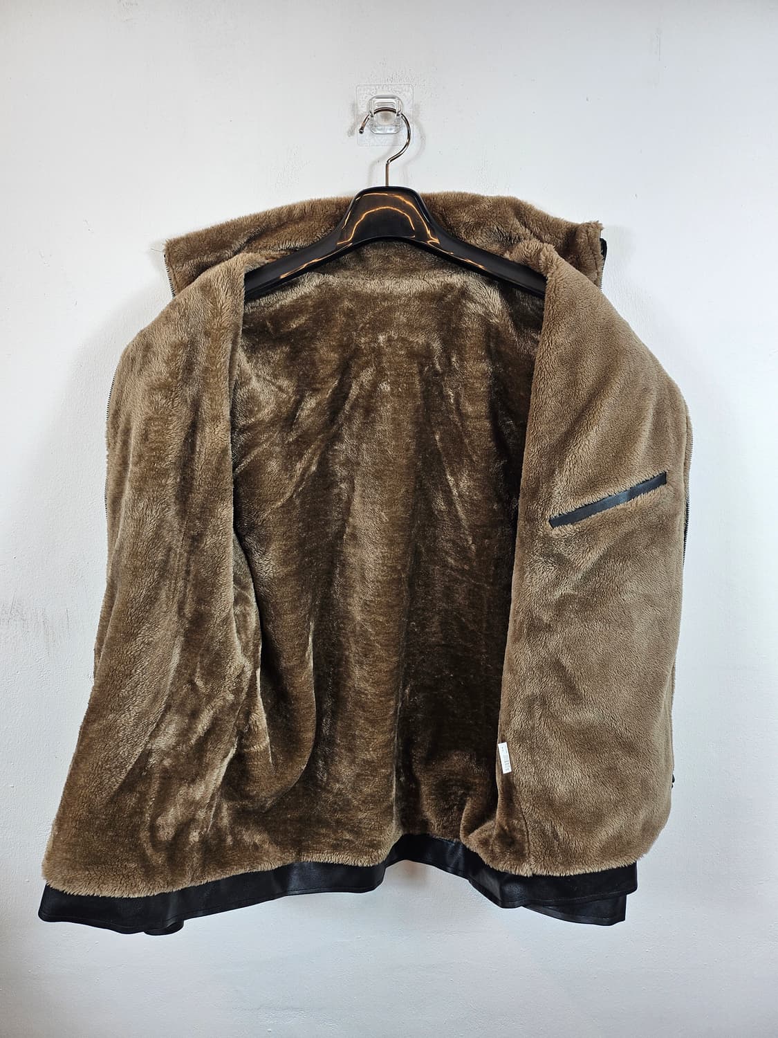 블랙 인조에코가죽 퍼 안감 자켓 115 3XL 새제품 상품이미지10
