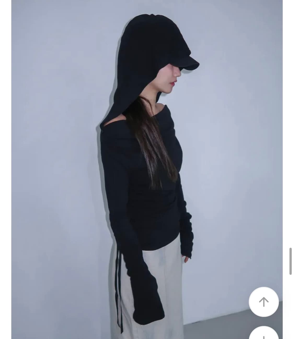 끈 오프숄더 후드티 슬리브 상품이미지2