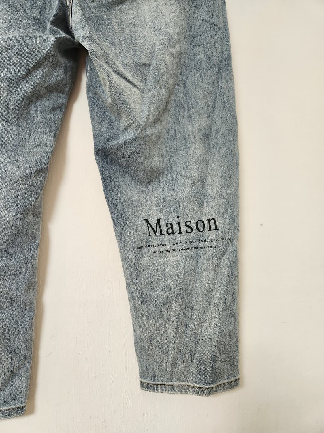 여름용 데미지 워싱 레터링 청바지 M(28~30) 상품이미지3