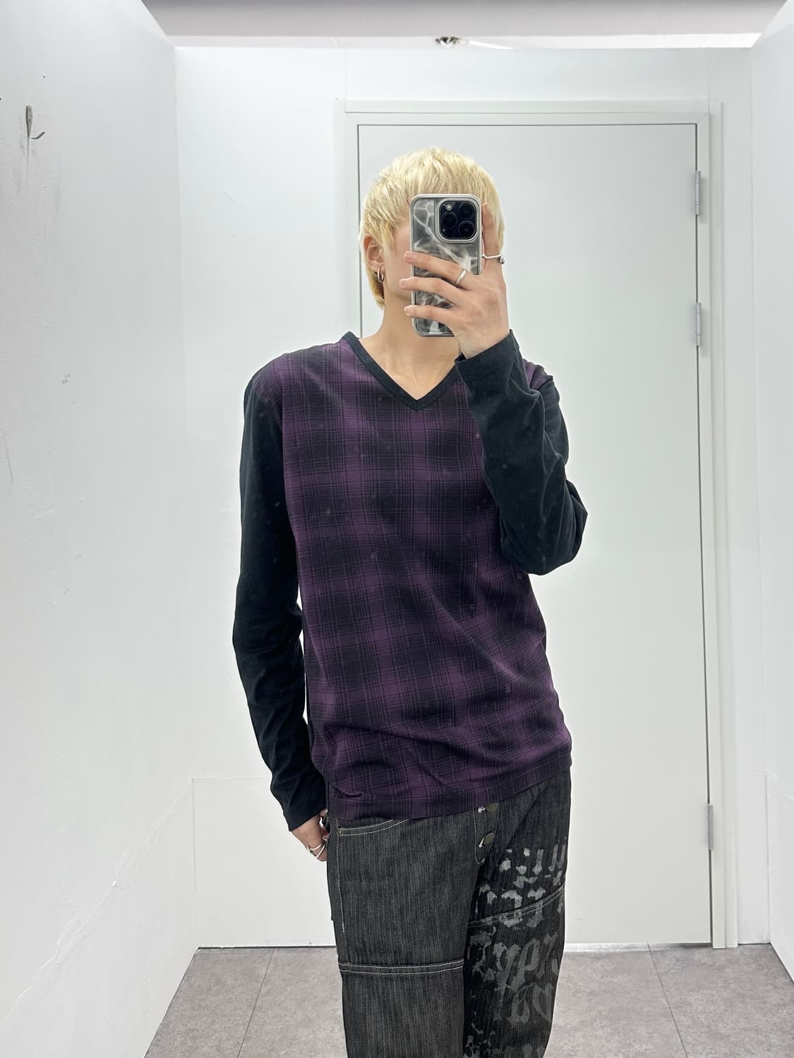 Nota bene purple check pattern sleeve 상품이미지1