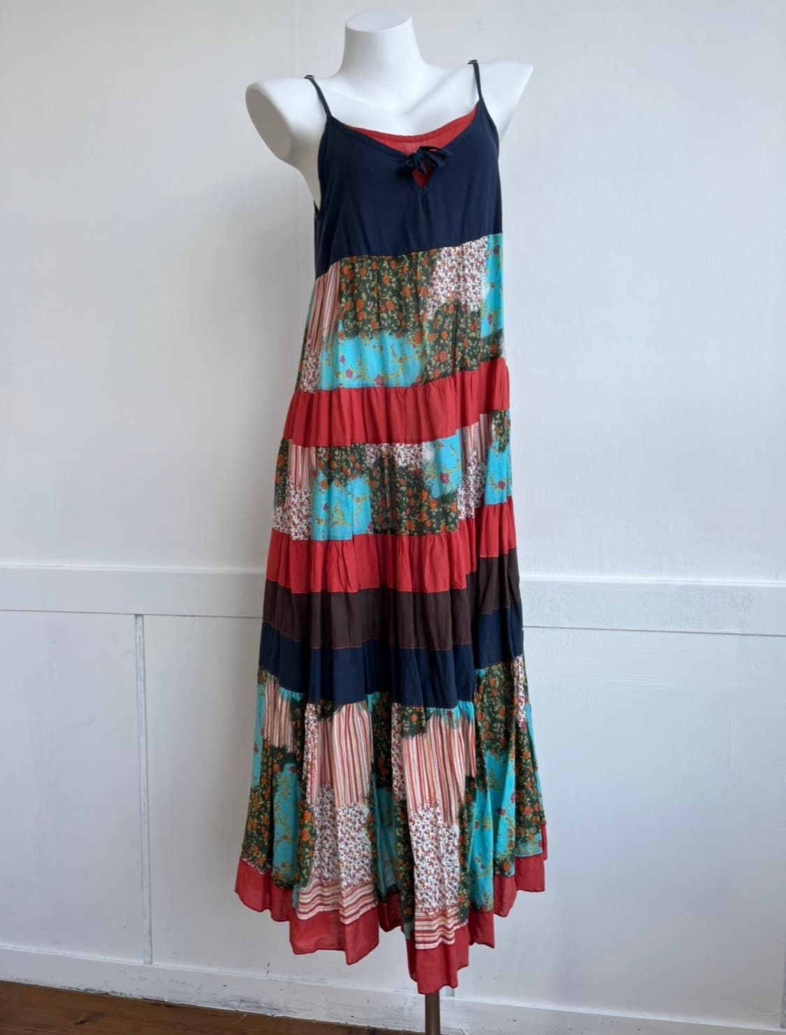 Rc noble 패치워크 맥시 원피스 상품이미지1