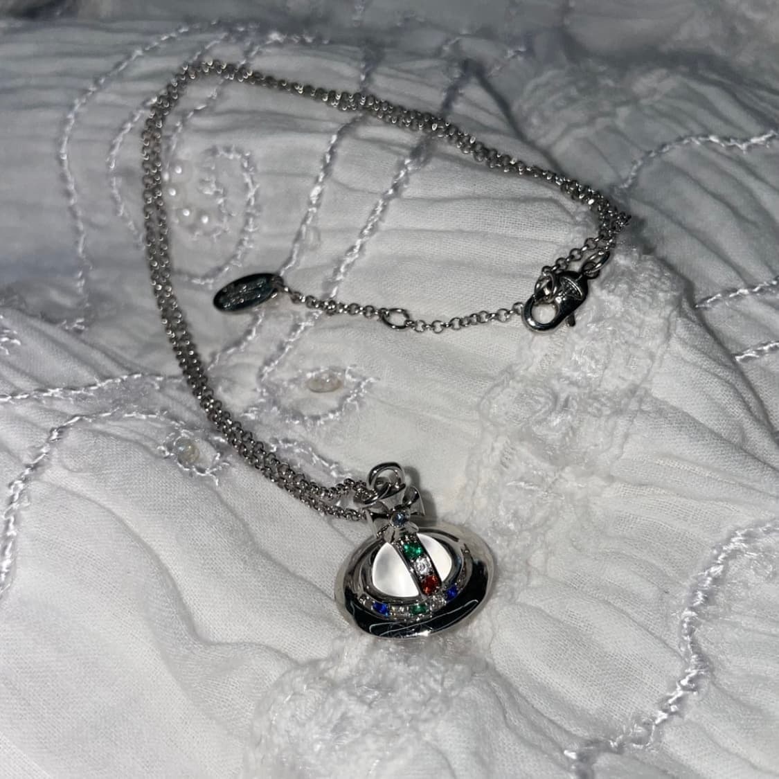 비비안웨스트우드 아카이브 클리어 크리스탈 3d orb 팬던트 목걸이 상품이미지1