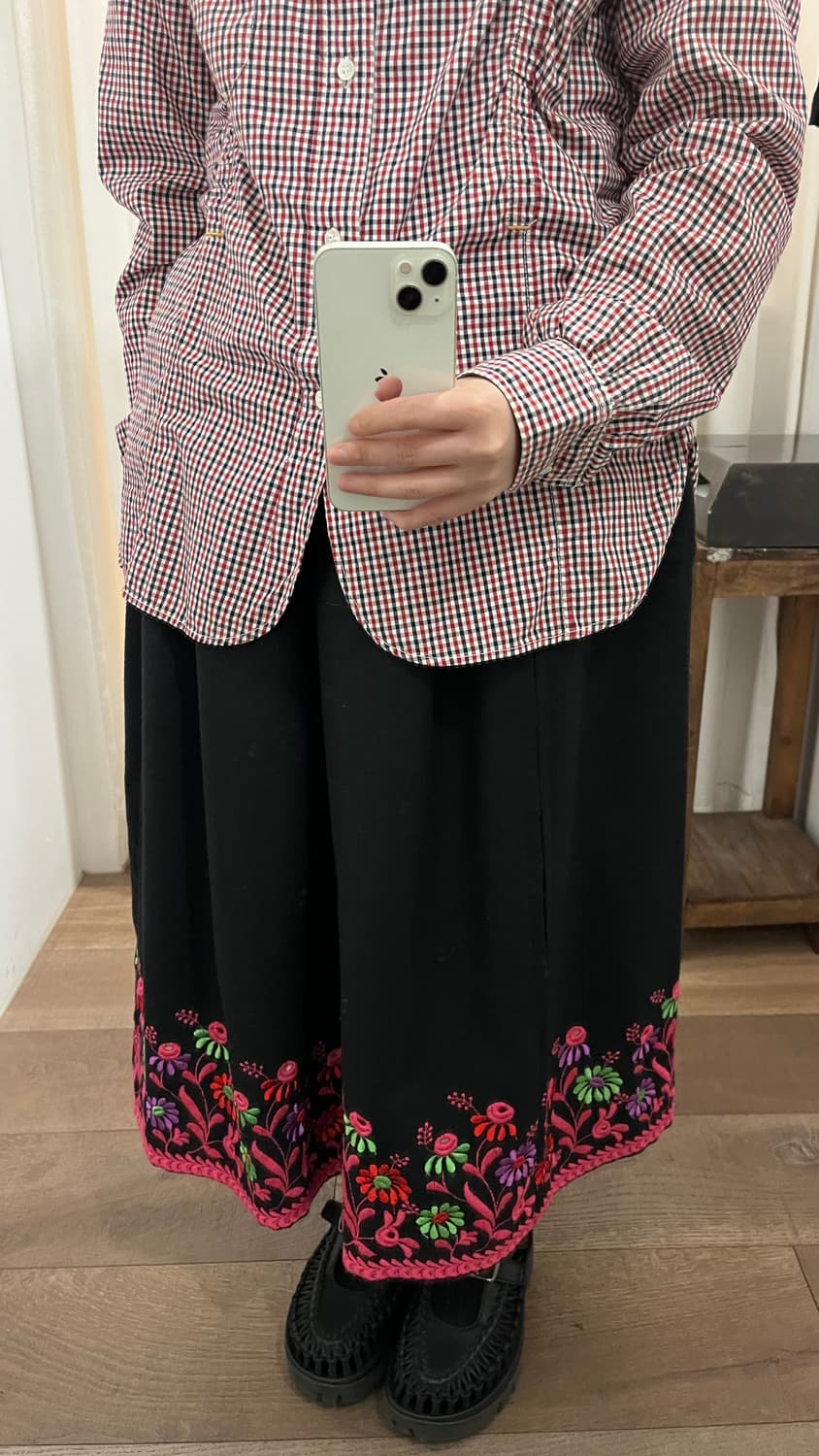 Floral Needlepoint Patchwork Skirt 상품이미지3