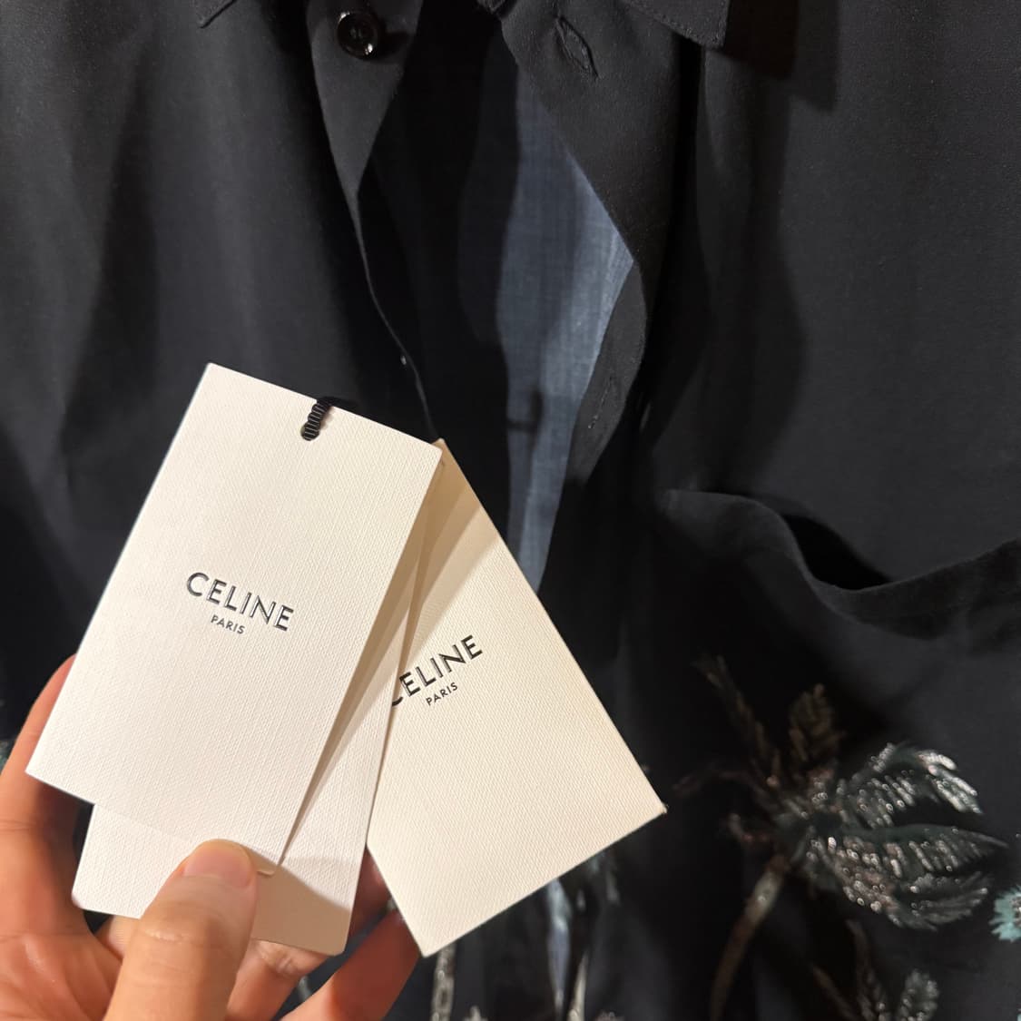 셀린느 시퀸(스팽글) 야자수 하와이안 셔츠 상품이미지4