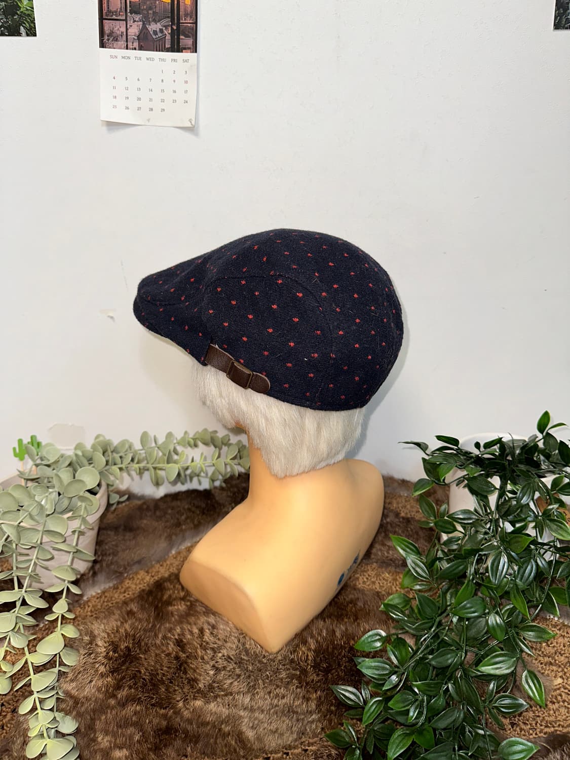 Navy red dot wool hunting cap 상품이미지2