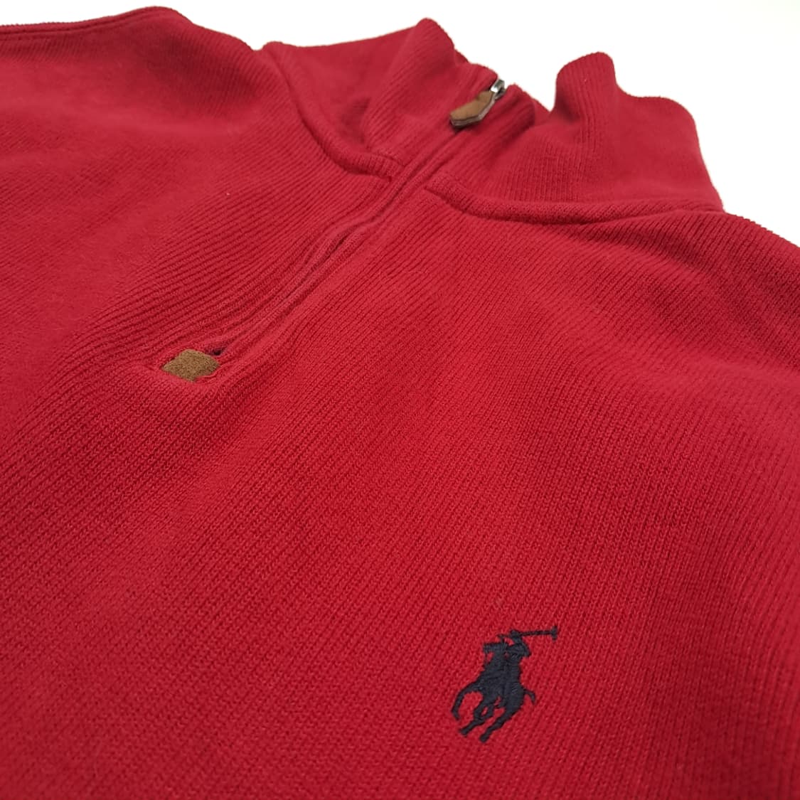 CN793 M 폴로 랄프로렌 레드 하프집업 긴팔 니트 스웨터 상품이미지5