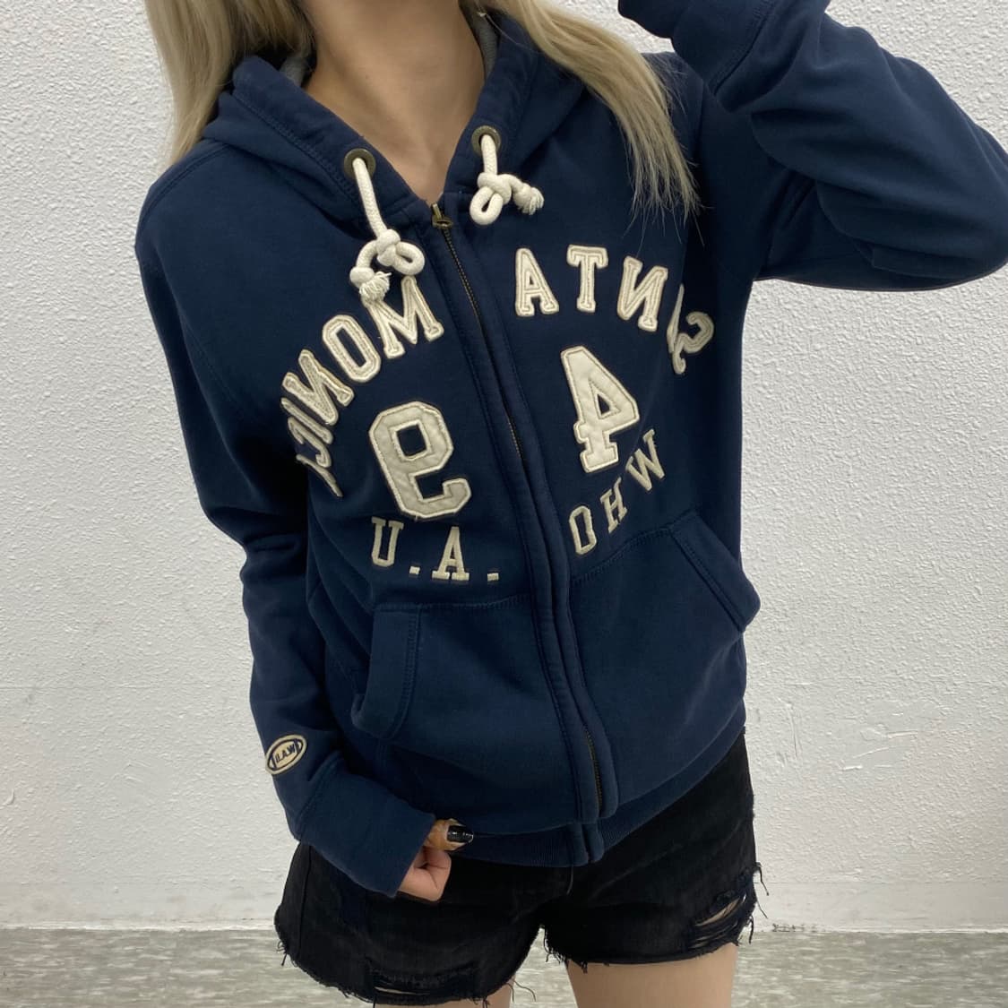 후아유 센터로고 네이비 후드집업 S 상품이미지1