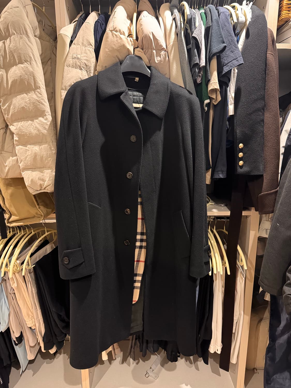 (정품) 내외피 2중 버버리 블랙 울 캐시미어 한파 코트 50R 사이즈 상품이미지1