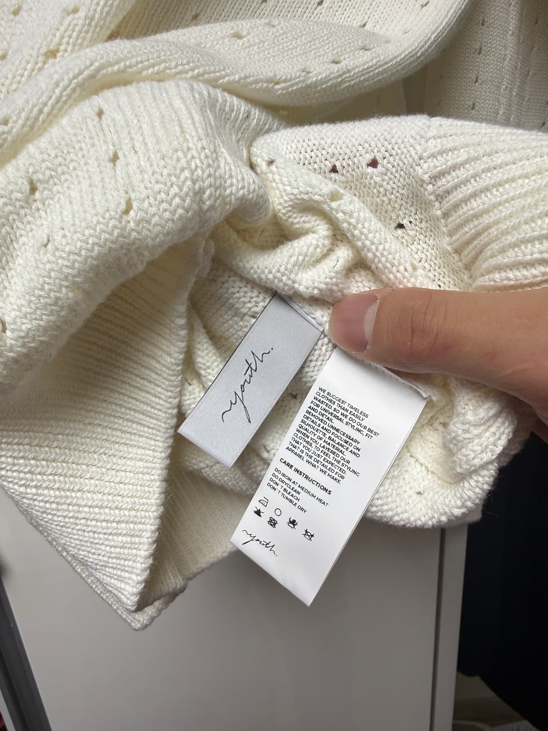 유스 (미착용) 포인텔레 카라 니트 티셔츠 화이트 L 상품이미지4