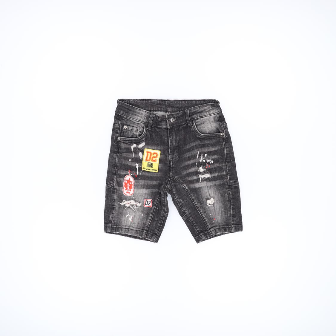 허리단34.5 빈티지 흑청 데님반바지 0320H1 상품이미지1