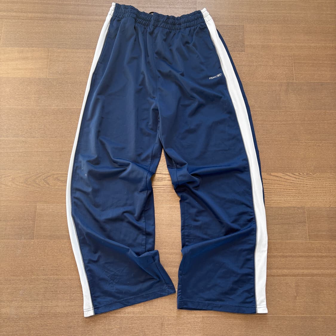 리복 네이비 배색 선 와이드 트레이닝 팬츠 힙합 댄스 상품이미지6