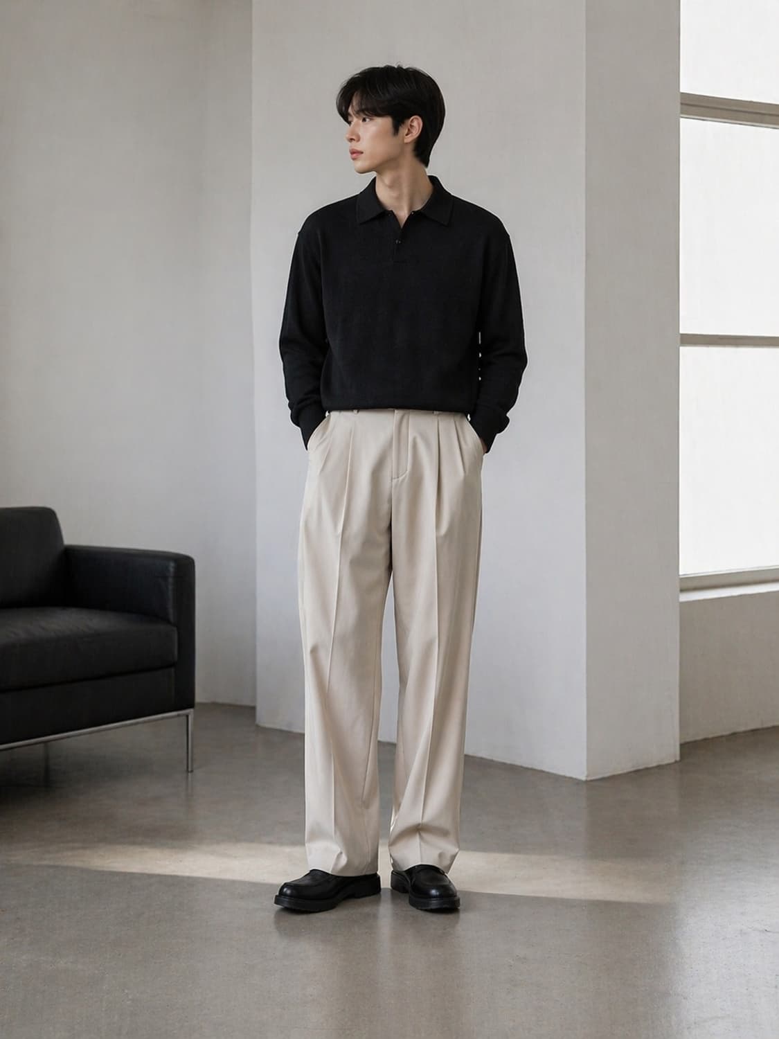 무신사 스탠다드 와이드 핀턱 슬랙스 베이지 (새상품급 / 31) 상품이미지1