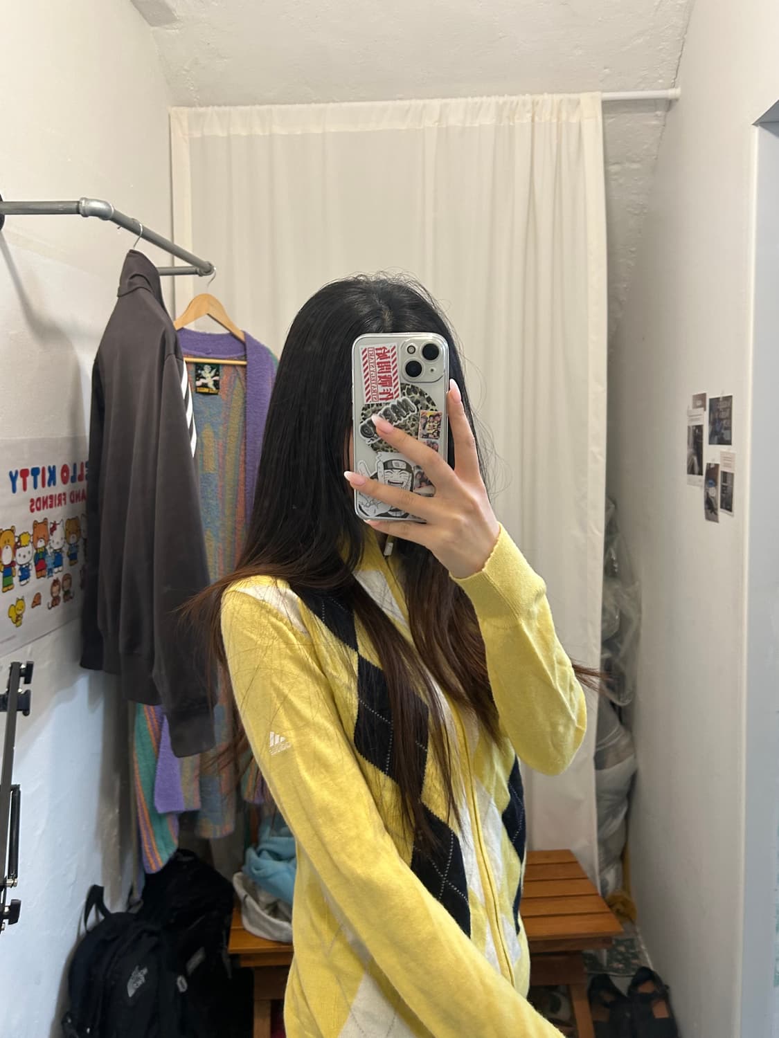 아디다스 아가일 패턴 울 집업 니트 자켓 상품이미지2