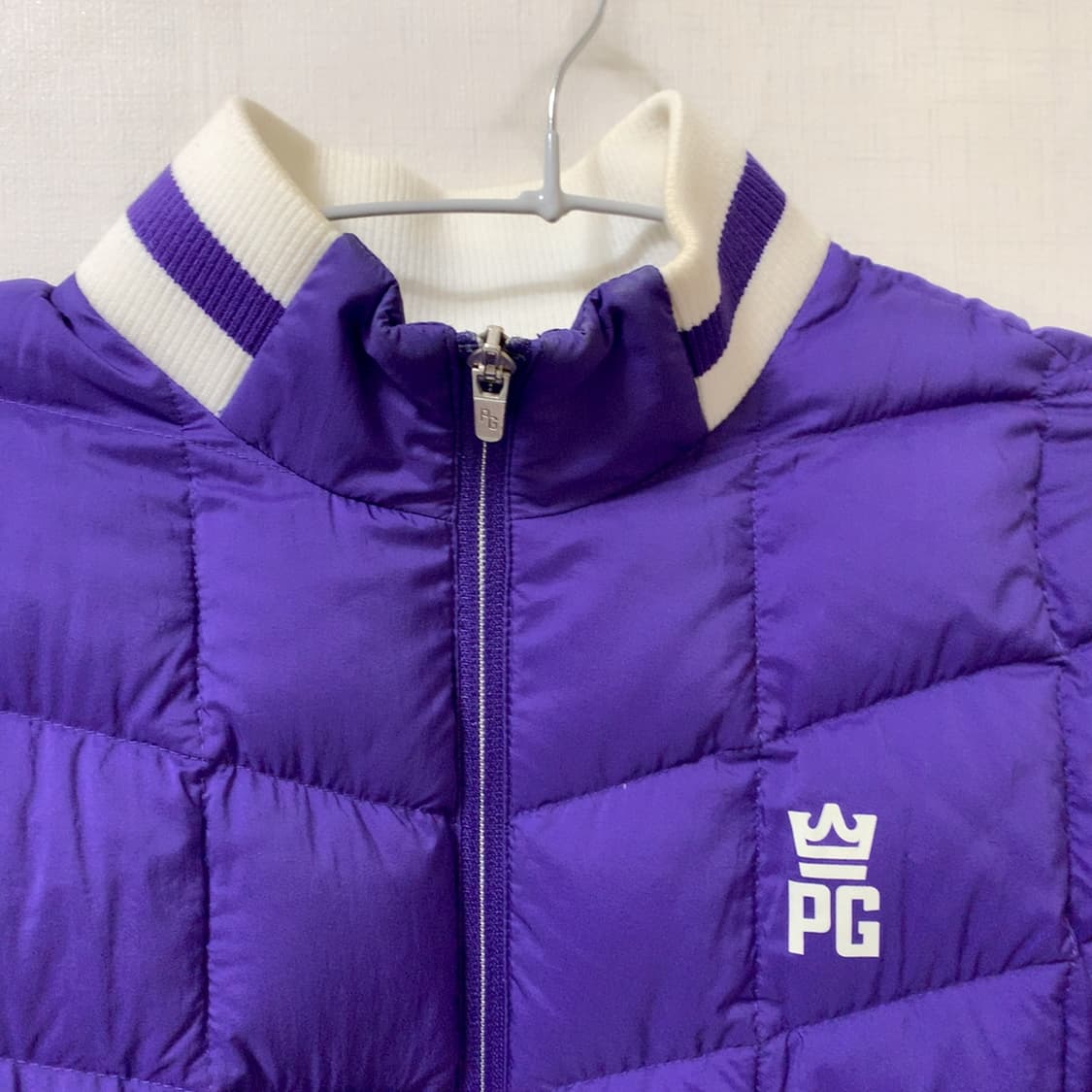 파리게이츠 퀼팅 구스 숏패딩 다운 거위털 여성 경량 스윙점퍼 퍼플 상품이미지2