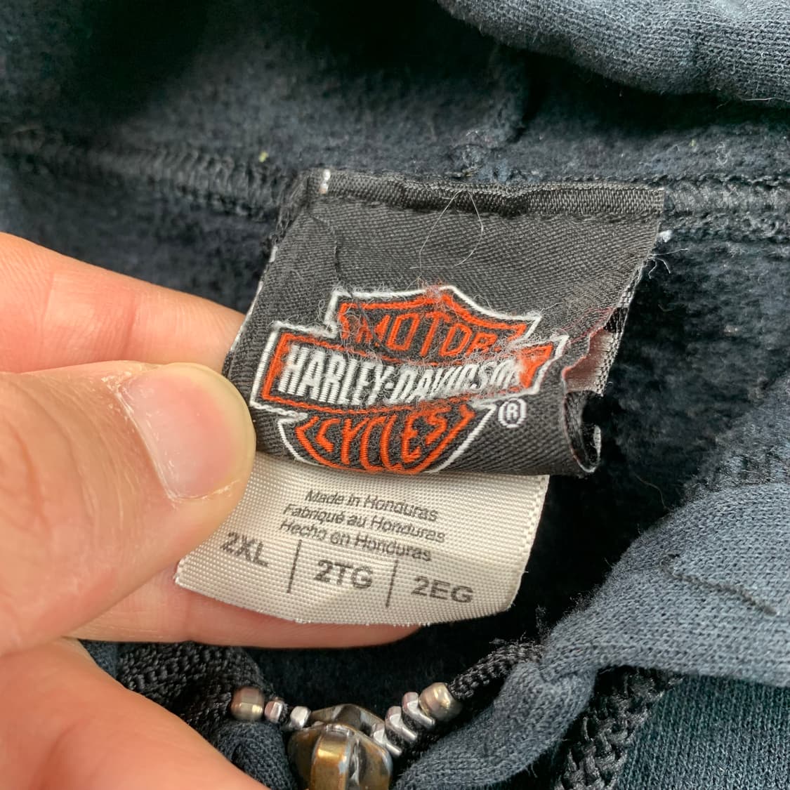 할리 데이비슨 스컬 프린팅 블랙 후드집업 상품이미지7