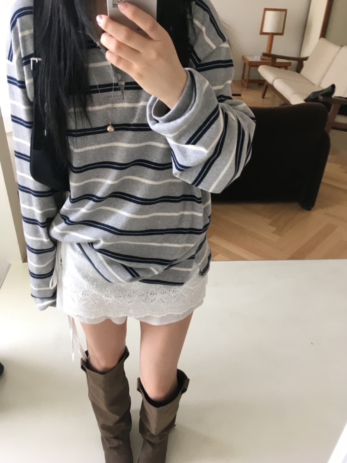 아워캐비넷 ourcabinet 럭비 스트라이프 오버티셔츠 상품이미지2