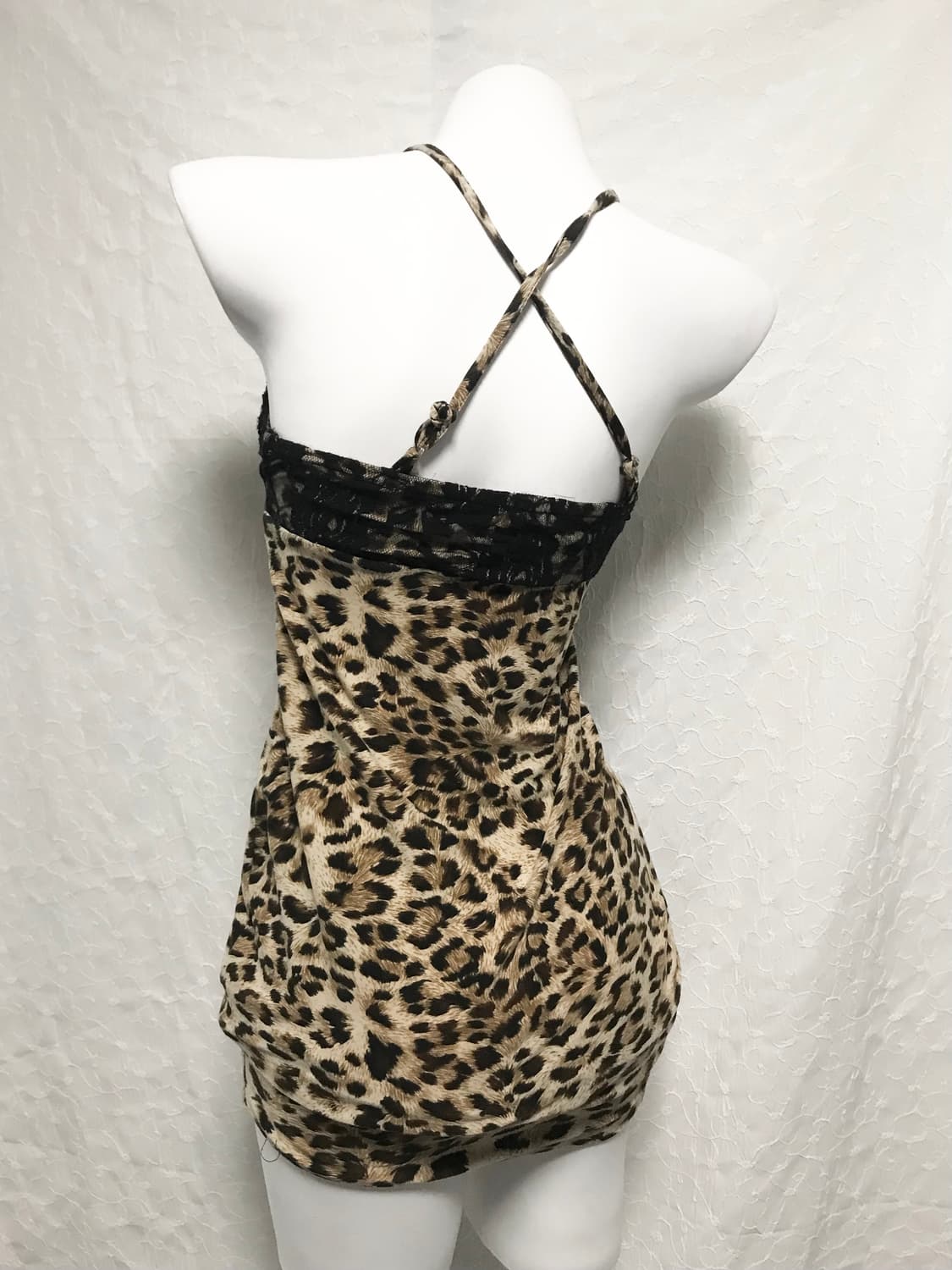 빈티지 갸루 펑크 레오파드 코르셋 레이스 슬립 원피스 탑 상품이미지3