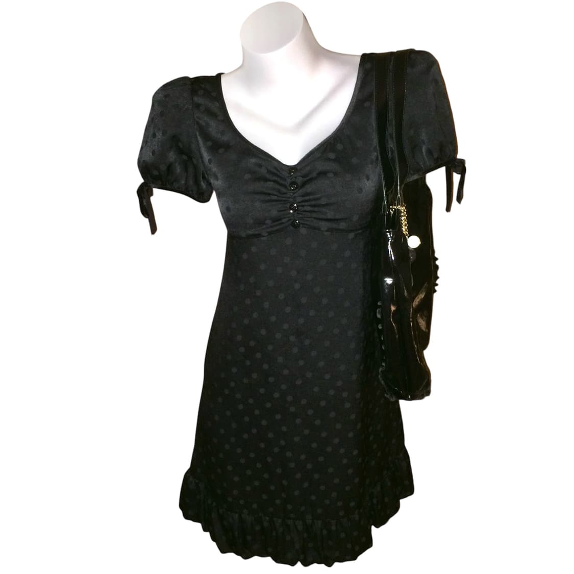 도트 벨벳 리본 벌룬 원피스 갸루 y2k 상품이미지1