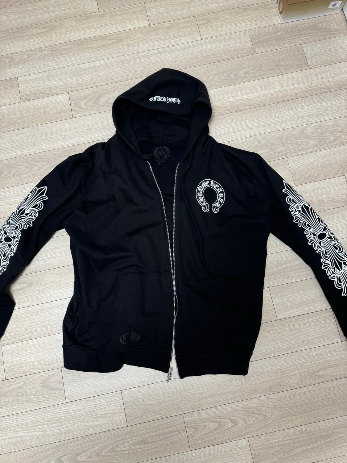 크롬하츠 플리스 퍽유로고 후드집업 상품이미지1