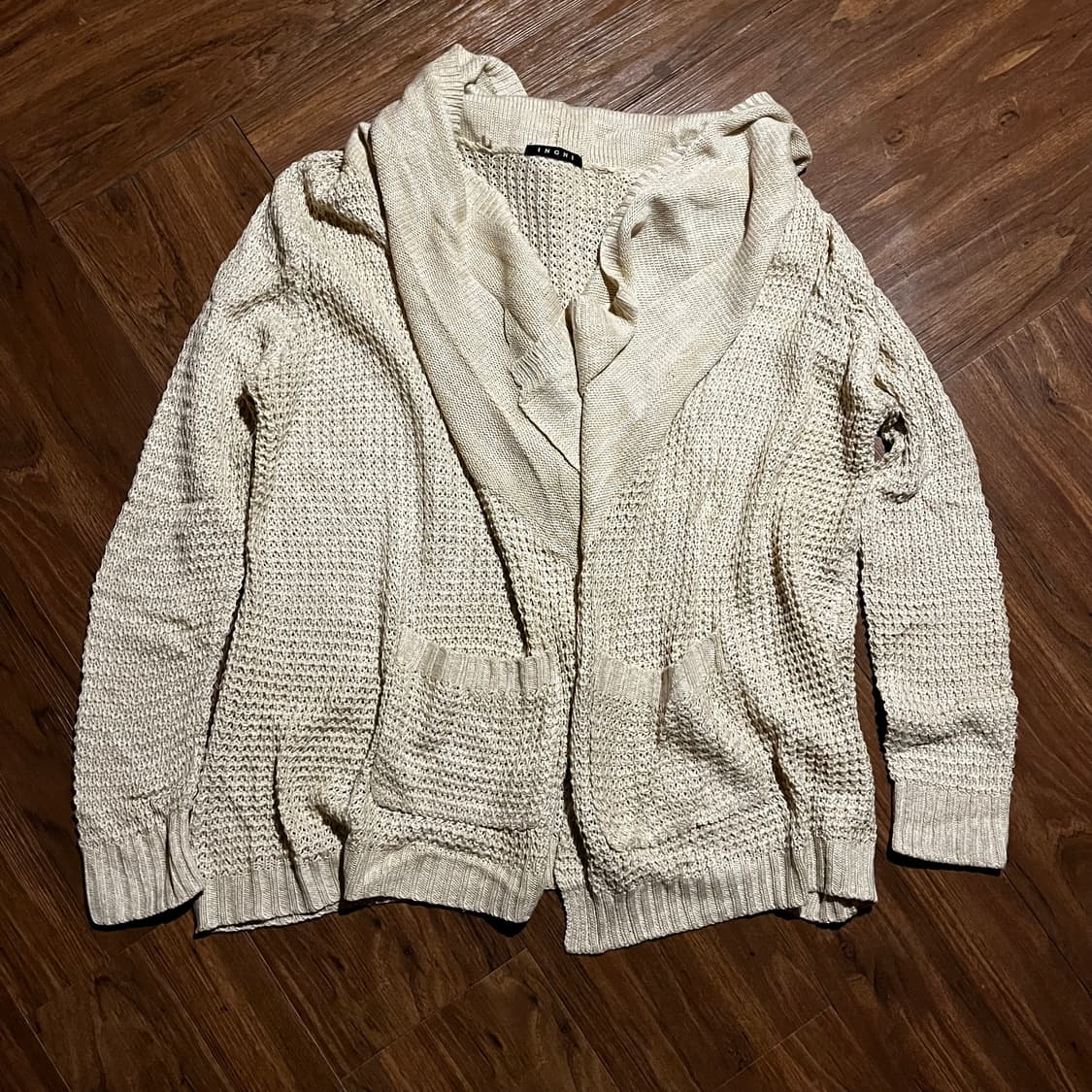 Beige Asymmetric Shawl-Collar Cardigan 상품이미지4