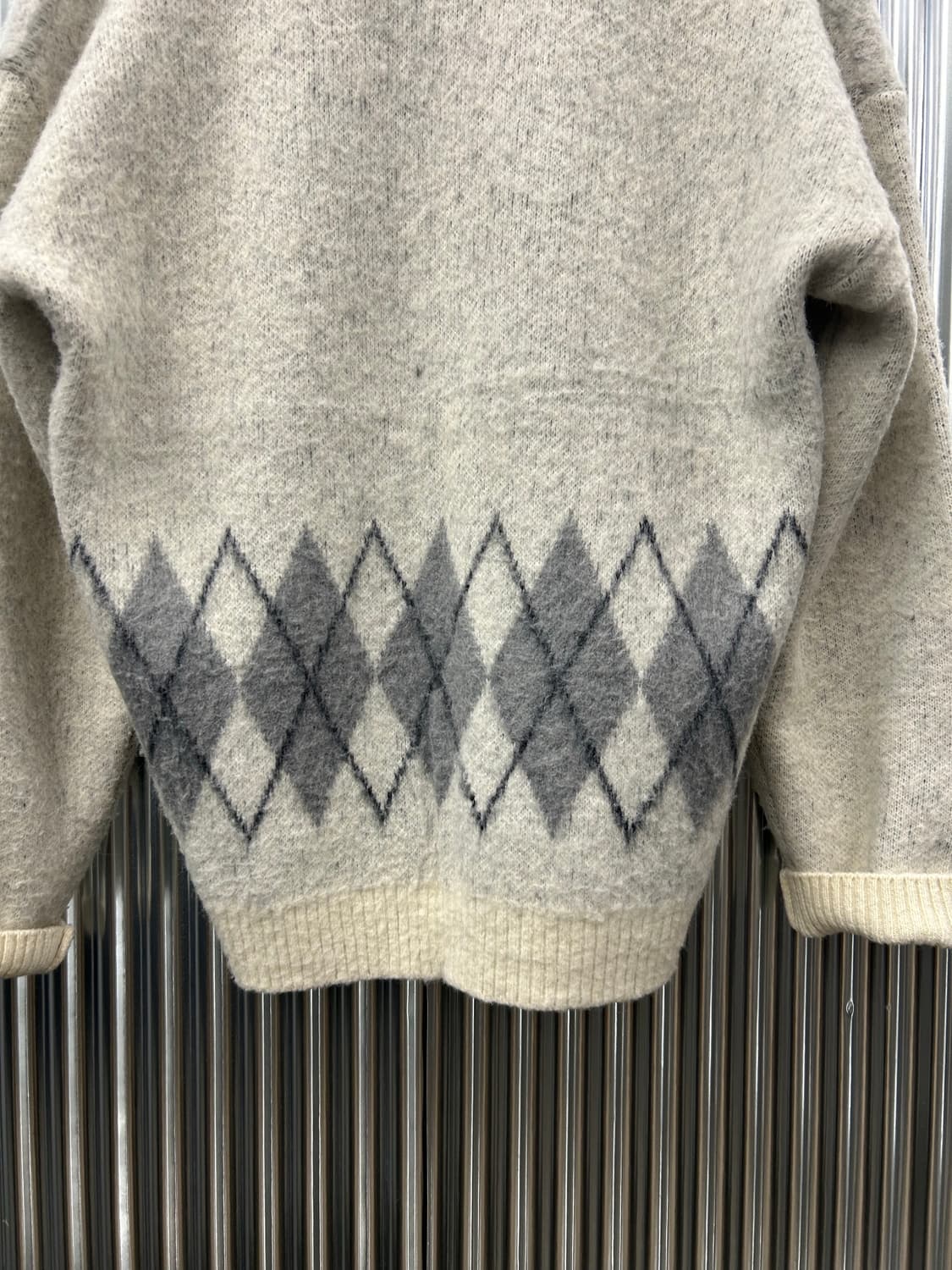 TONYWACK 아가일 알파카 울 가디건 아이보리 상품이미지4