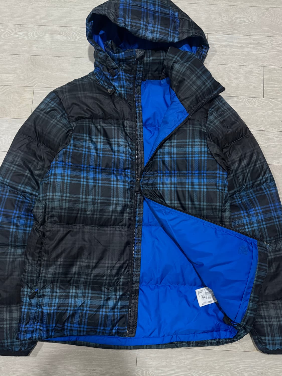 나이키 acg 타탄 블루체크 구스다운 경량 후드 패딩  상품이미지3