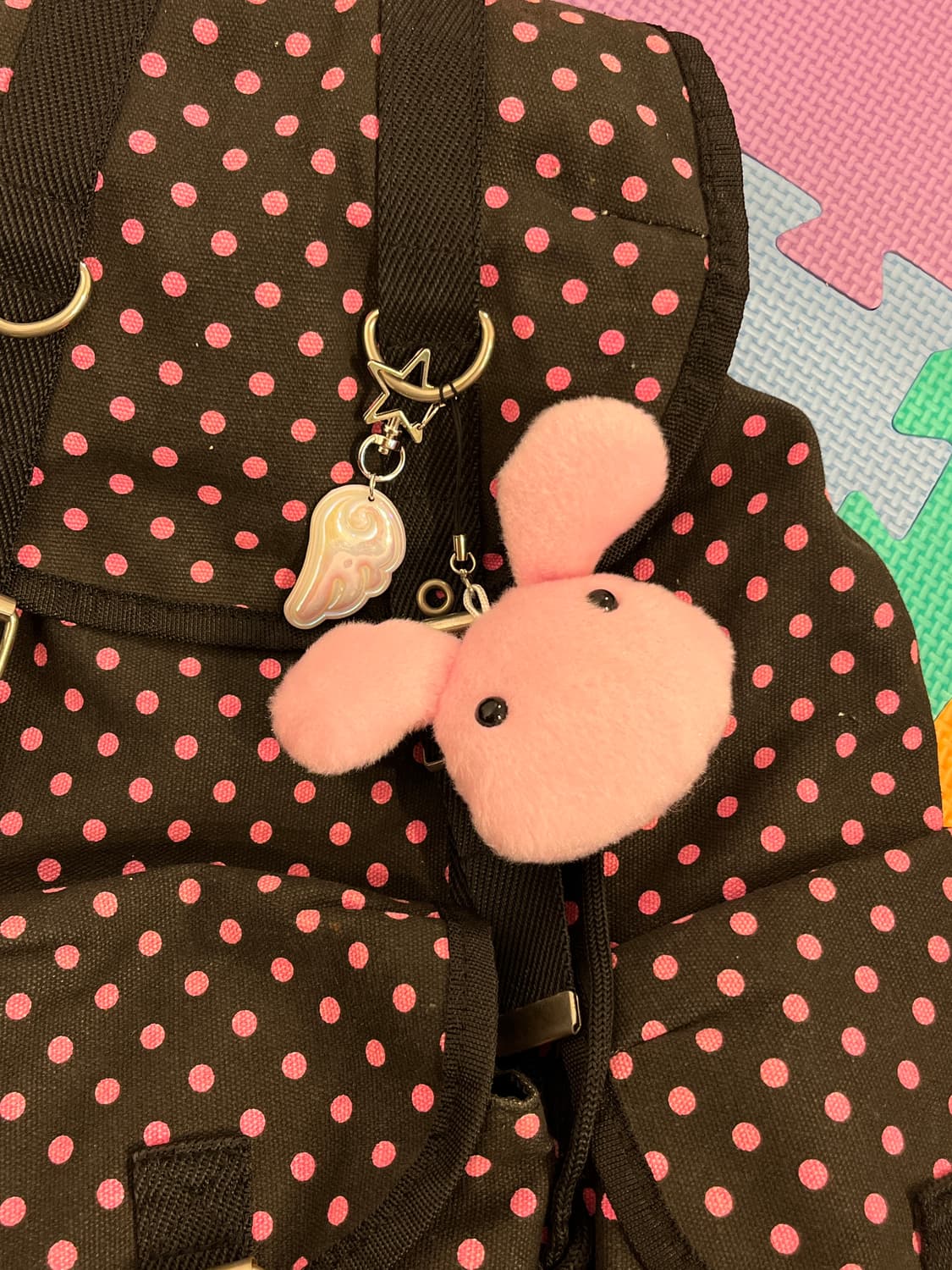 블랙 핑크 도트 백팩 🍓 상품이미지2