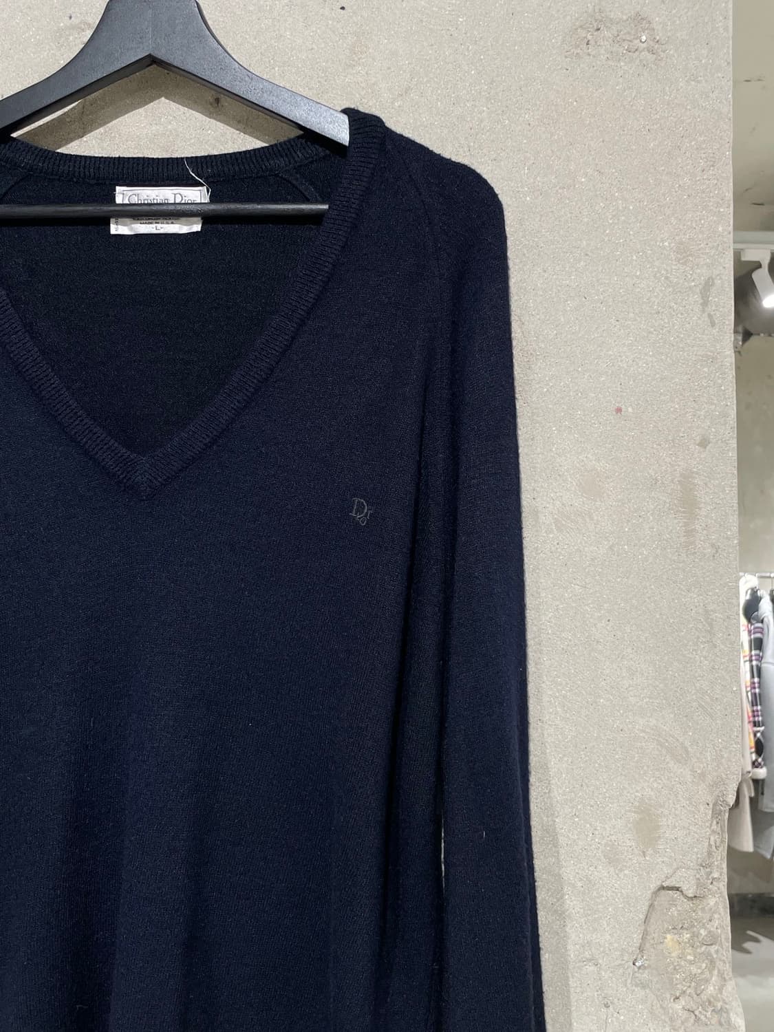 크리스찬 디올 다크 네이비 스몰 로고 V넥 올론 아크릴 니트 상품이미지3