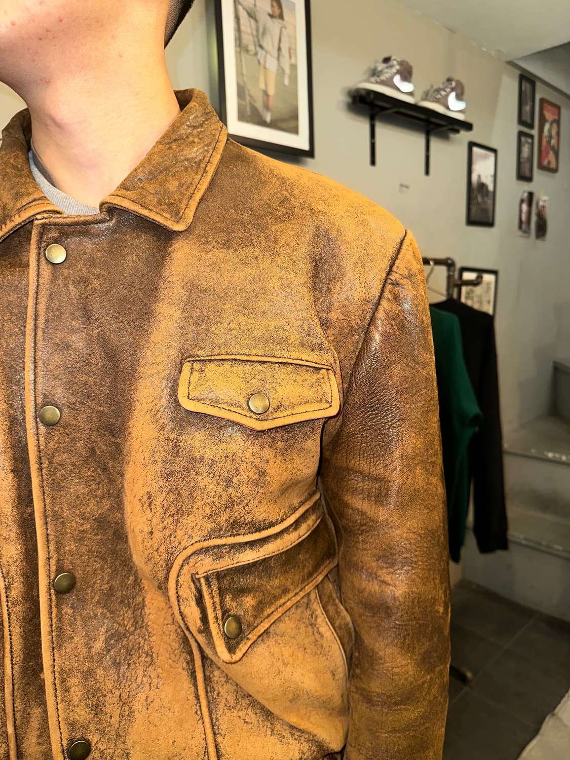 Old Houston lambskin aged flight bomber 상품이미지5