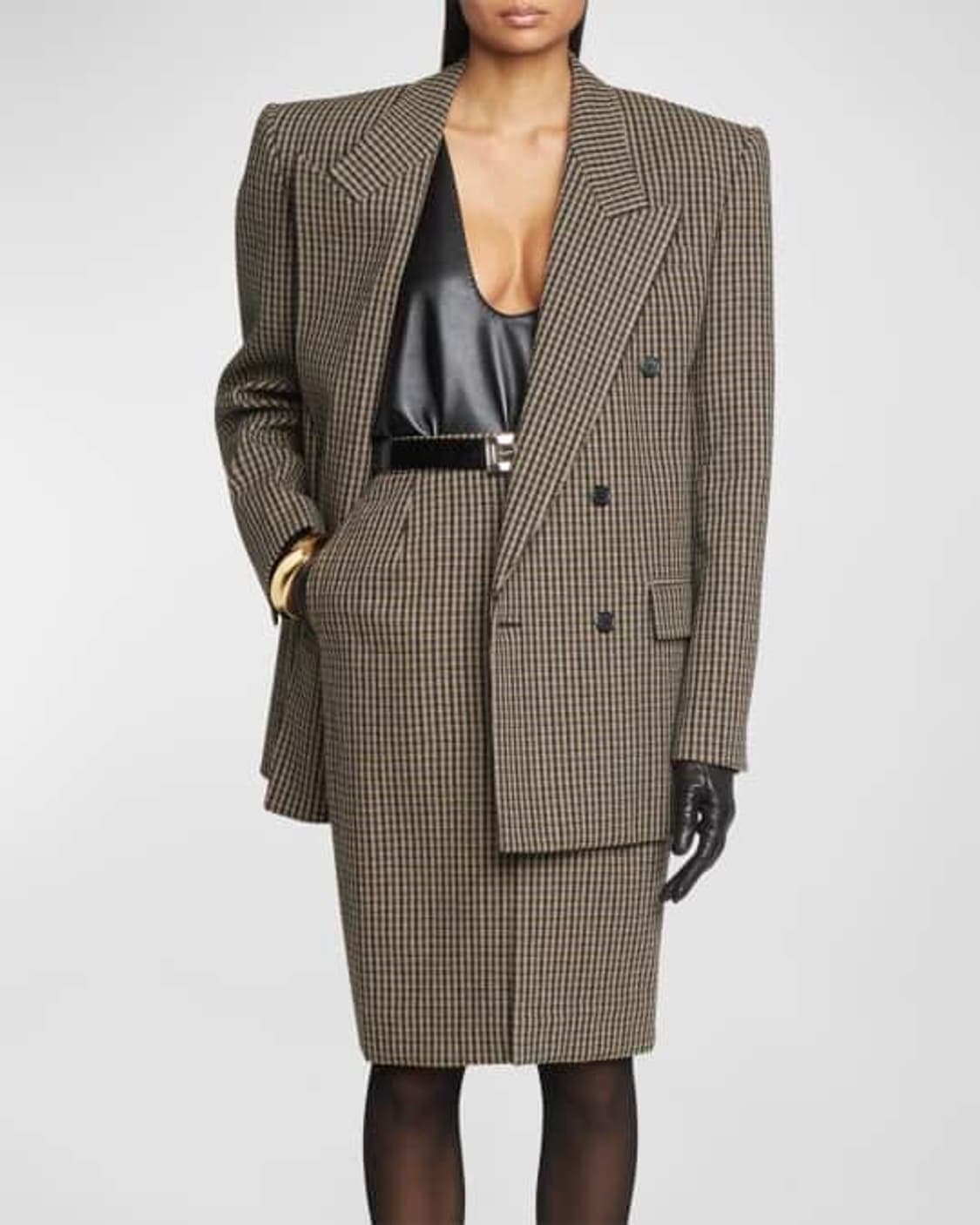 [블랙핑크 로제님 착용] 생로랑 24AW 비슈 체크 자켓 상품이미지4