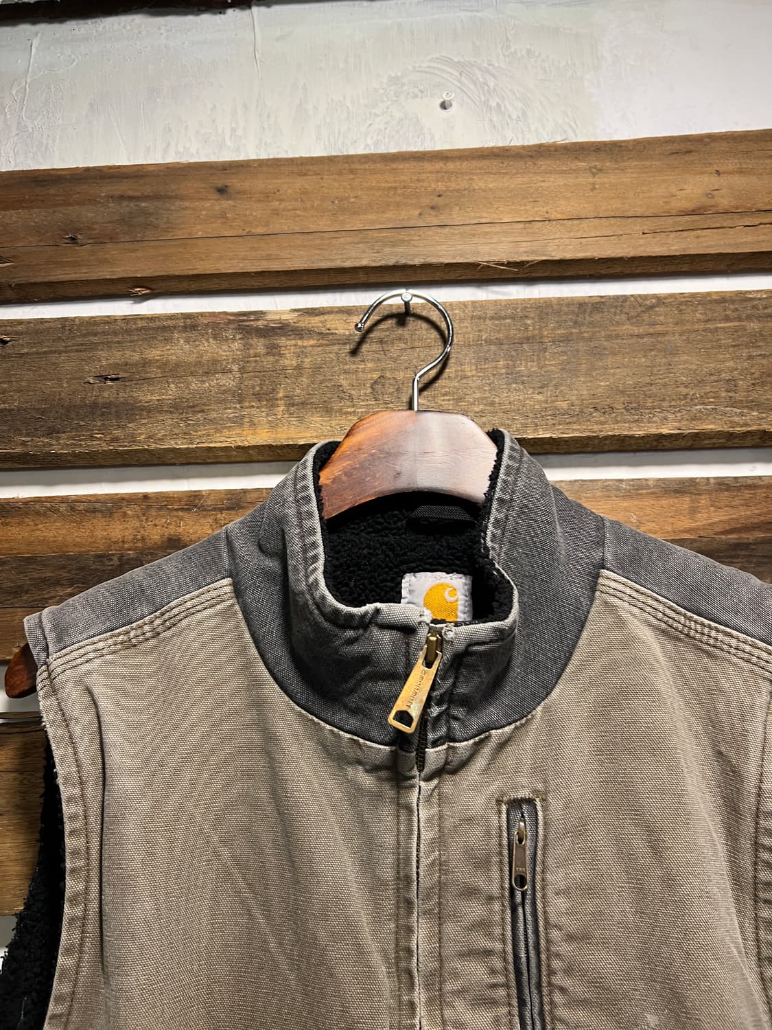 [M]칼하트 USA 쉐르파 라이닝 빈티지 워싱 워크 베스트 상품이미지2