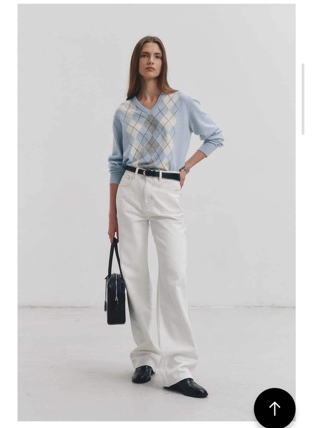 던스트 Dunst 아가일 V넥 니 스웻셔츠 니트 상품이미지2