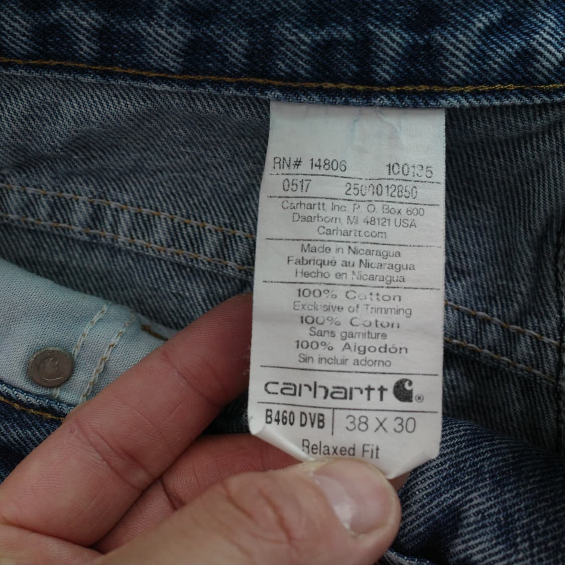 칼하트 B460 릴렉스드핏 데님 팬츠 38X30 상품이미지6