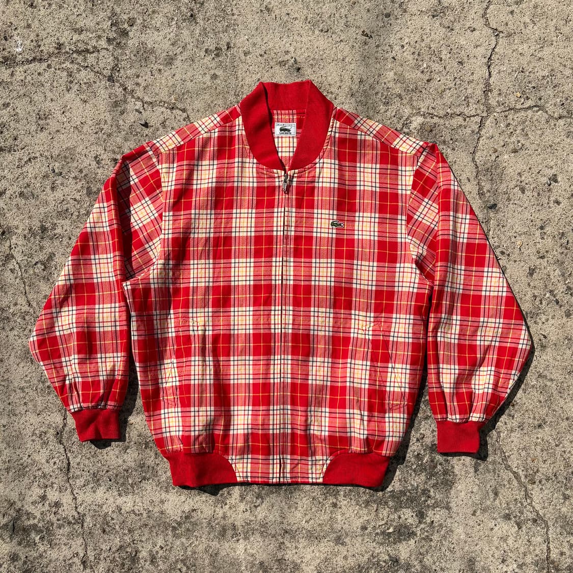 (L) 90s 서광 라코스테 체크 블루종 자켓 상품이미지1
