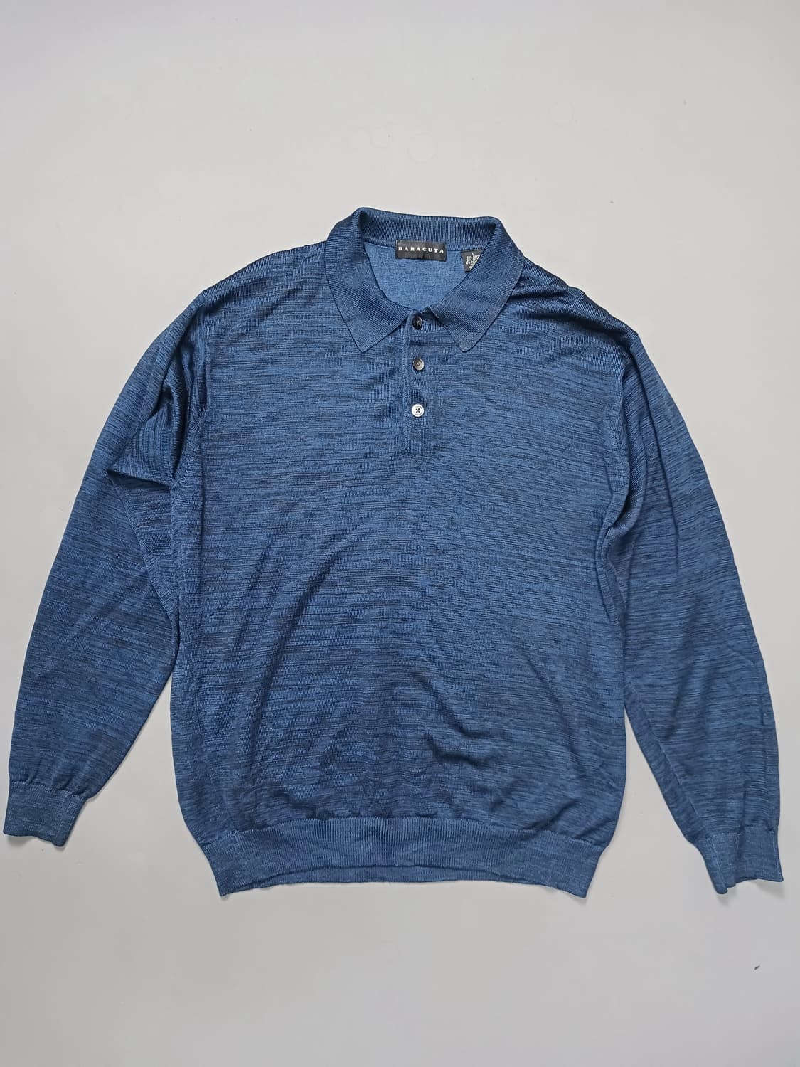 [L] 빈티지 블루 멜란지 긴팔 폴로 니트 상품이미지1